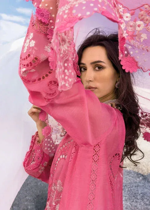Saira Shakira Luxury Lawn 25 Lipstick Pink Organza – view 4 – Poshaq
