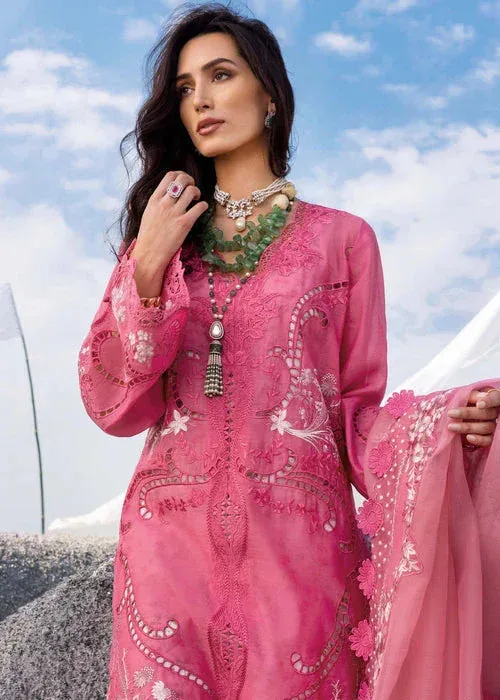 Saira Shakira Luxury Lawn 25 Lipstick Pink Organza – view 5 – Poshaq
