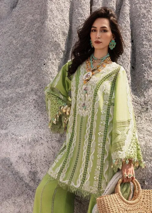 Saira Shakira Luxury Lawn 25 Mint Green Organza – view 3 – Poshaq