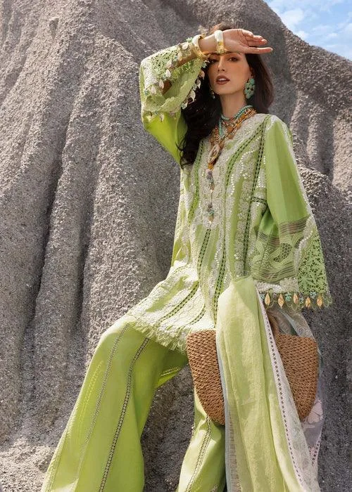 Saira Shakira Luxury Lawn 25 Mint Green Organza – view 5 – Poshaq