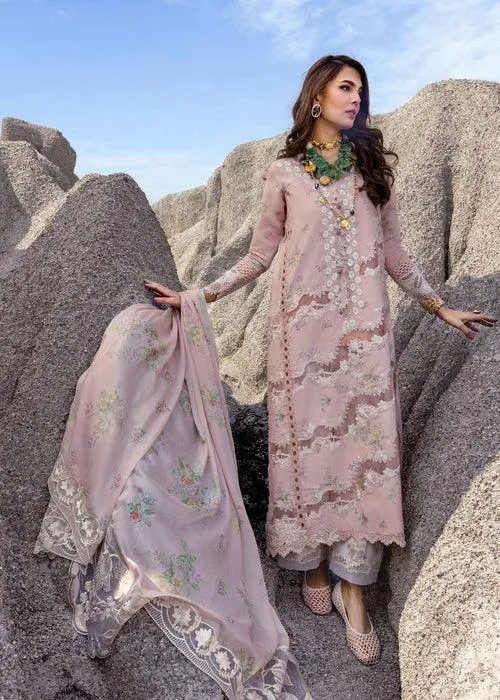Saira Shakira Luxury Lawn 25 Blush Pink Organza – view 1 – Poshaq