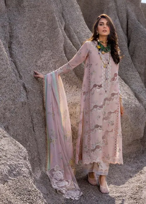 Saira Shakira Luxury Lawn 25 Blush Pink Organza – view 2 – Poshaq