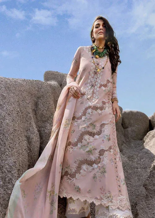 Saira Shakira Luxury Lawn 25 Blush Pink Organza – view 3 – Poshaq