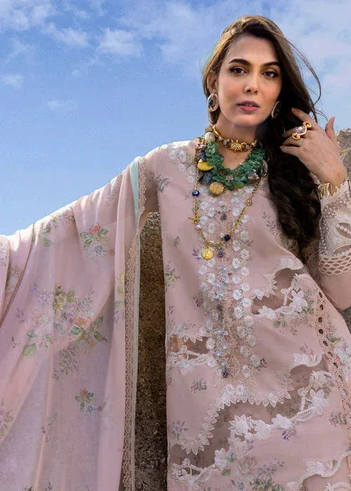 Saira Shakira Luxury Lawn 25 Blush Pink Organza – view 5 – Poshaq