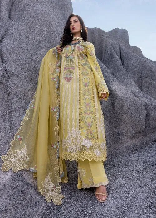 Saira Shakira Luxury Lawn 25 Yellow Organza – view 1 – Poshaq