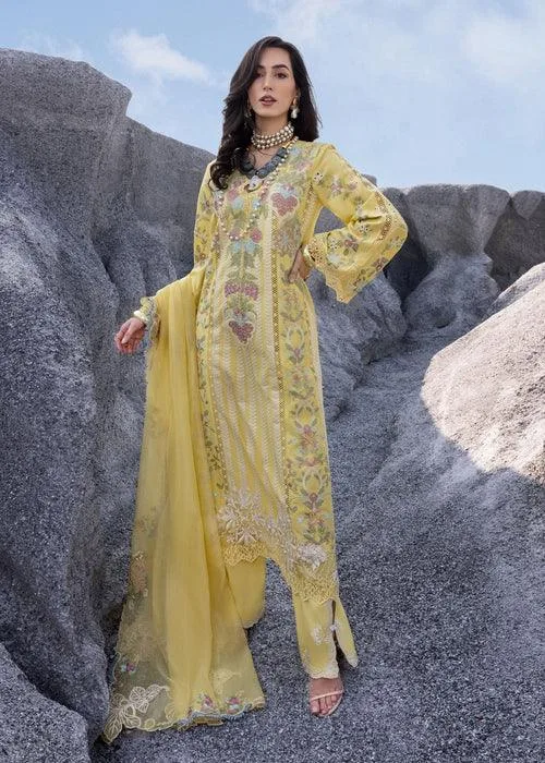 Saira Shakira Luxury Lawn 25 Yellow Organza – view 2 – Poshaq