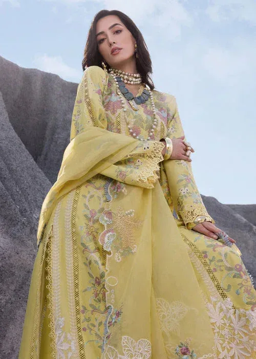 Saira Shakira Luxury Lawn 25 Yellow Organza – view 3 – Poshaq