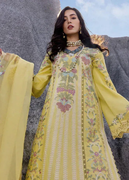 Saira Shakira Luxury Lawn 25 Yellow Organza – view 4 – Poshaq