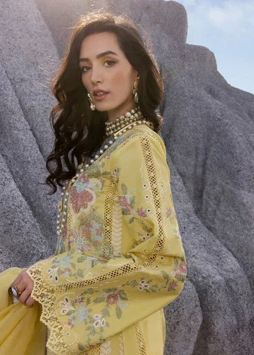 Saira Shakira Luxury Lawn 25 Yellow Organza – view 5 – Poshaq