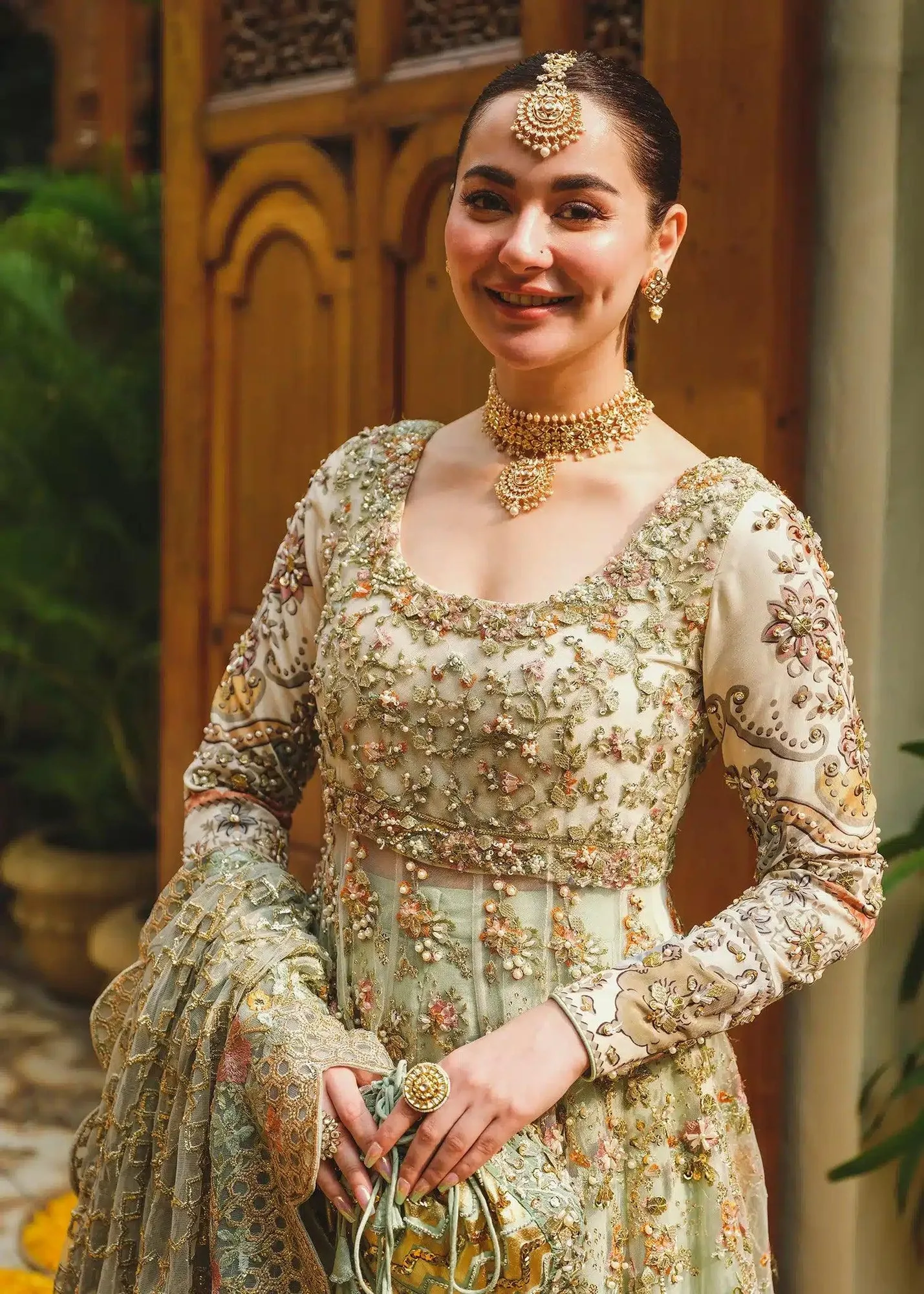 Saira Shakira Wedding Collection 24 Green Cotton – view 3 – Poshaq