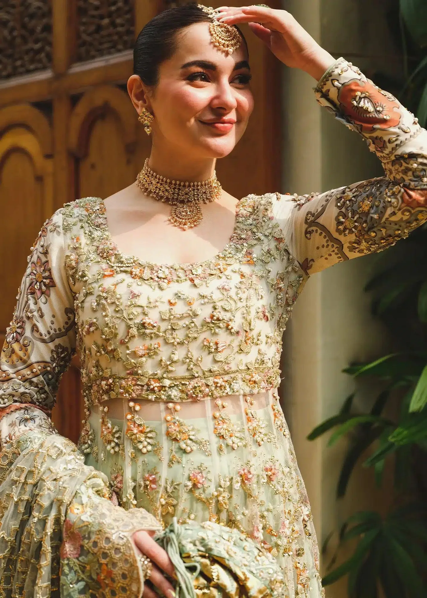 Saira Shakira Wedding Collection 24 Green Cotton – view 4 – Poshaq