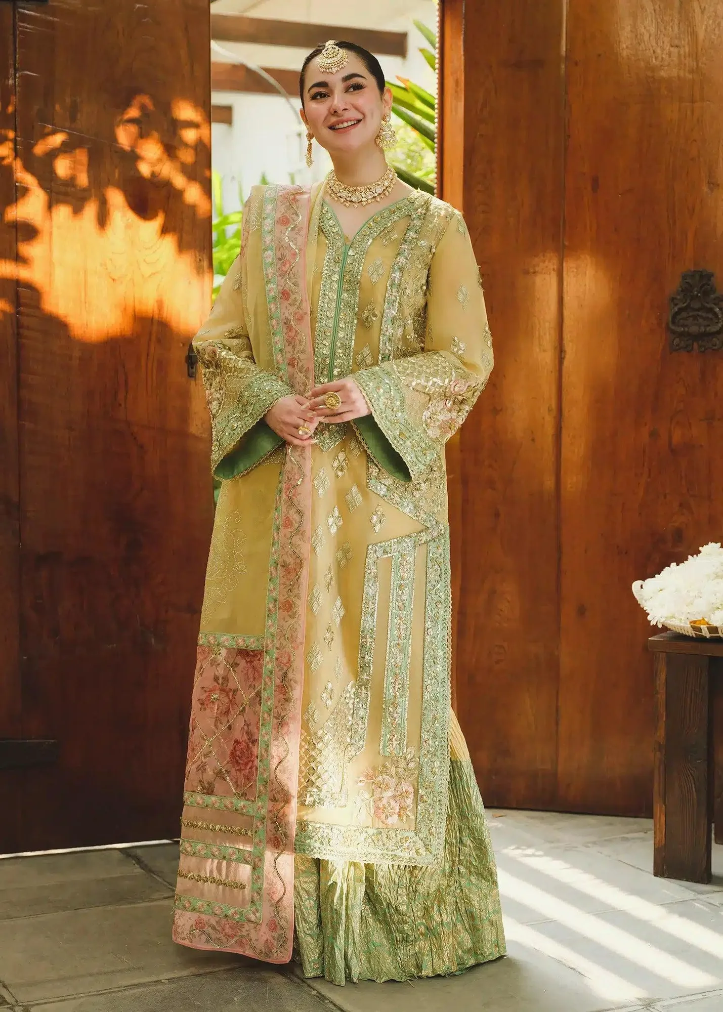 Saira Shakira Wedding Collection 24 Yellow Organza – view 1 – Poshaq