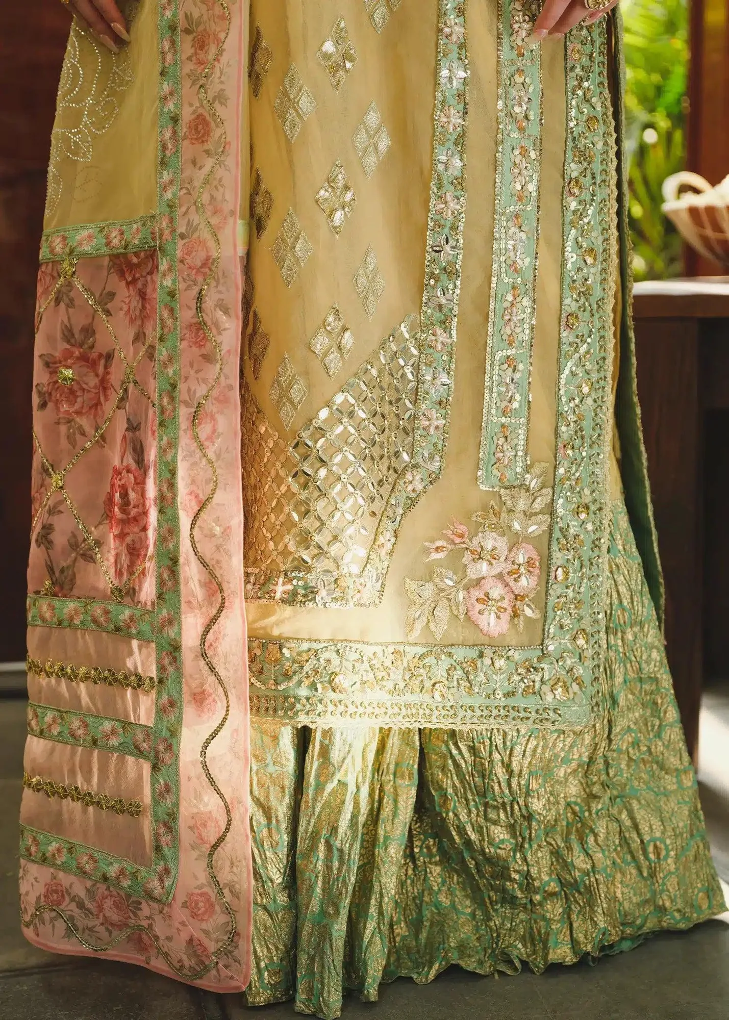 Saira Shakira Wedding Collection 24 Yellow Organza – view 2 – Poshaq