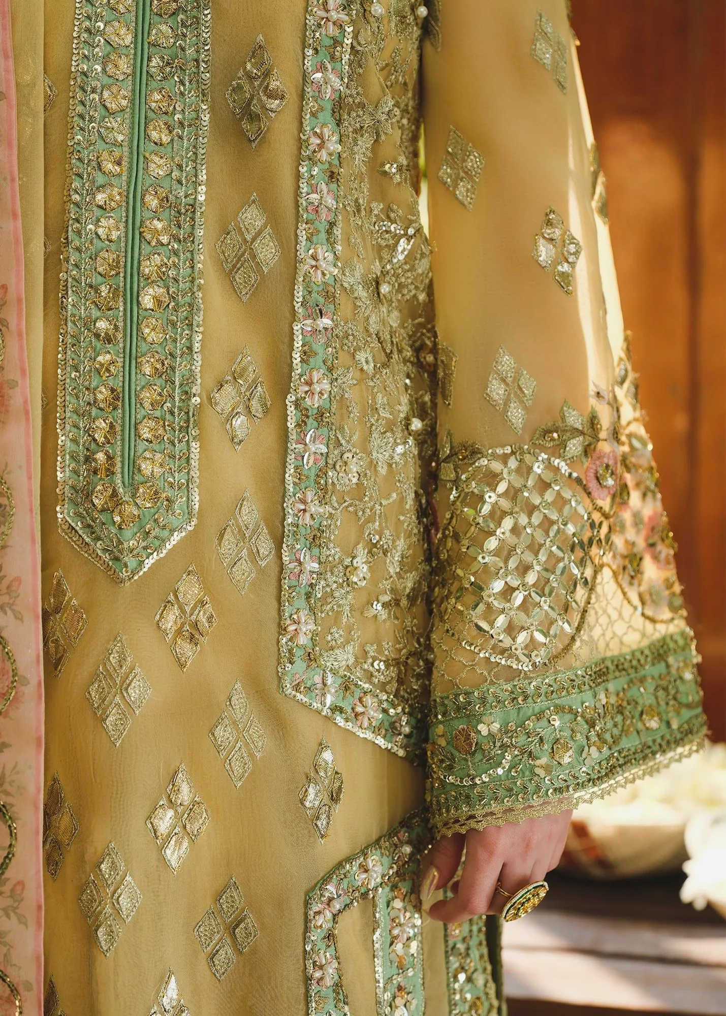 Saira Shakira Wedding Collection 24 Yellow Organza – view 3 – Poshaq