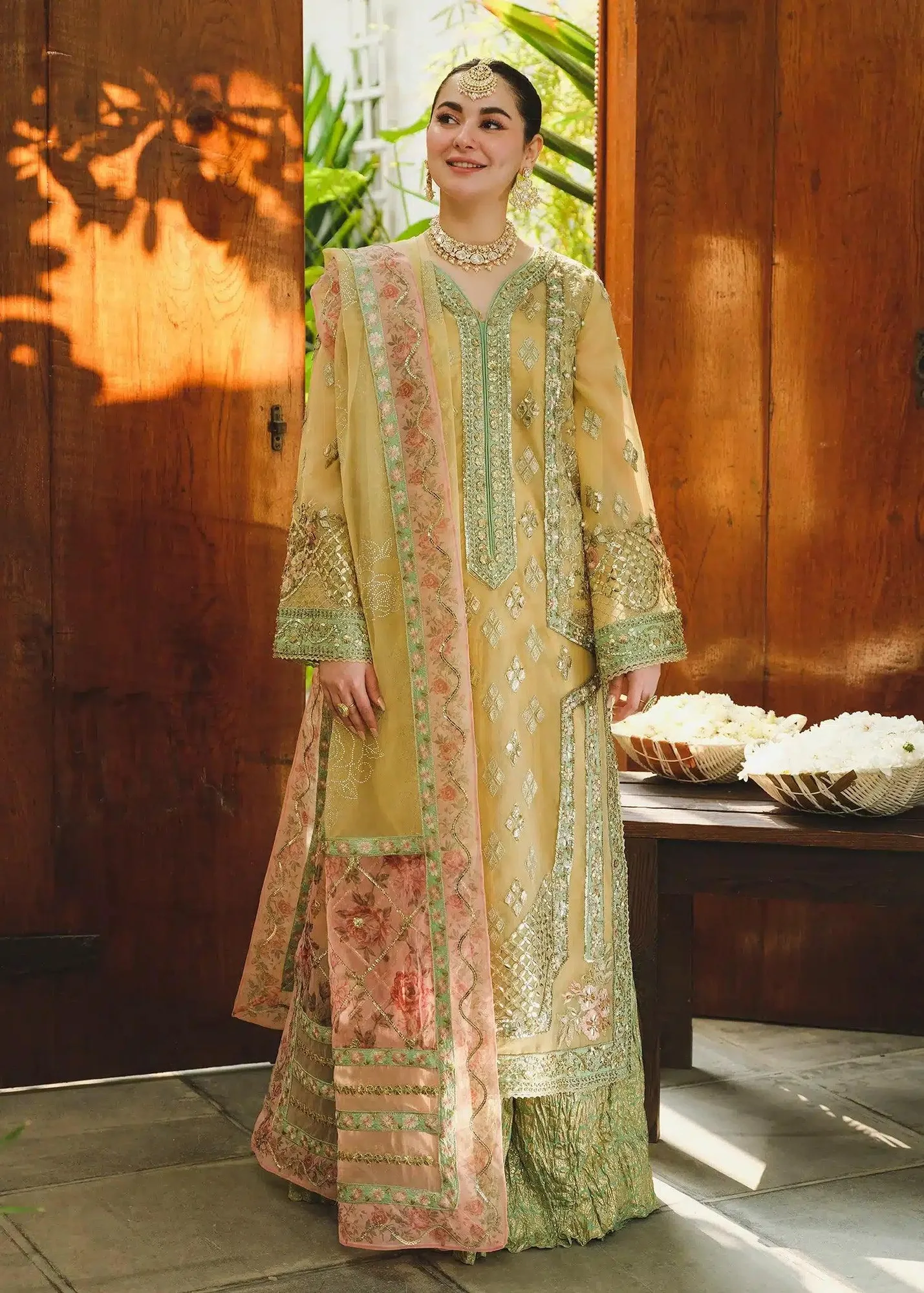 Saira Shakira Wedding Collection 24 Yellow Organza – view 4 – Poshaq