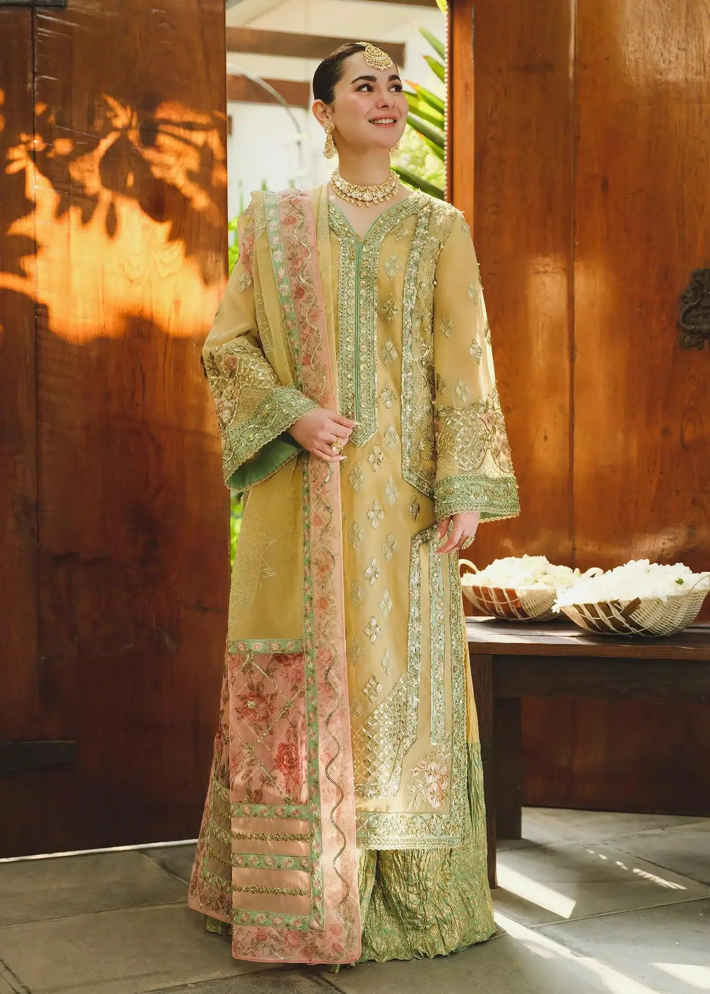 Saira Shakira Wedding Collection 24 Yellow Organza – view 5 – Poshaq