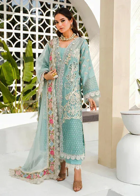 Saira Shakira Zara Eid Collection 24 Sea Green Raw Silk – view 1 – Poshaq
