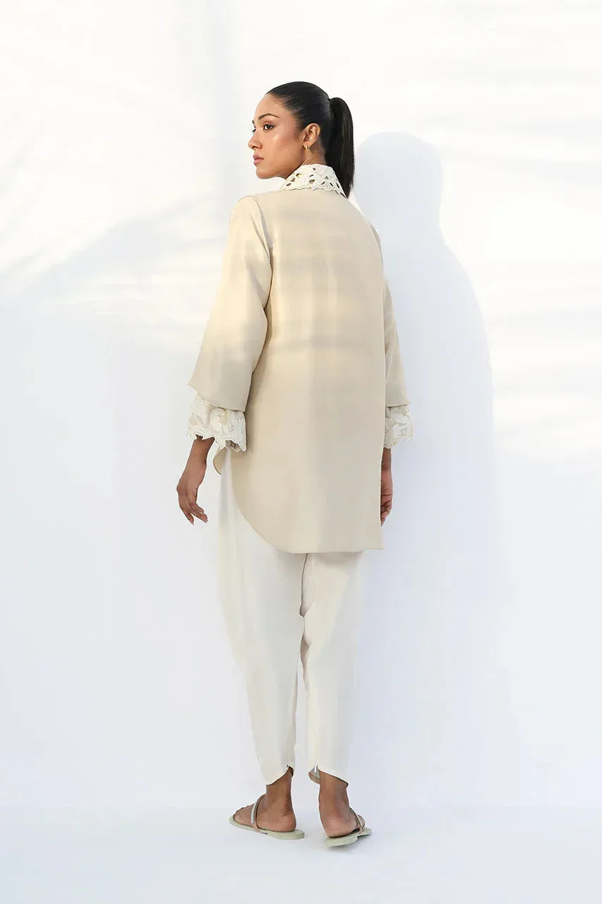 Sania Maskatiya The Winter Edit - Luxe Pret 25 Ivory Raw Silk – view 2 – Poshaq