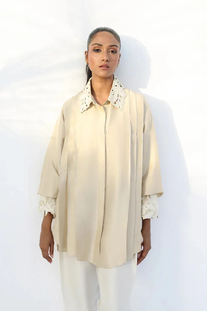 Sania Maskatiya The Winter Edit - Luxe Pret 25 Ivory Raw Silk – view 3 – Poshaq