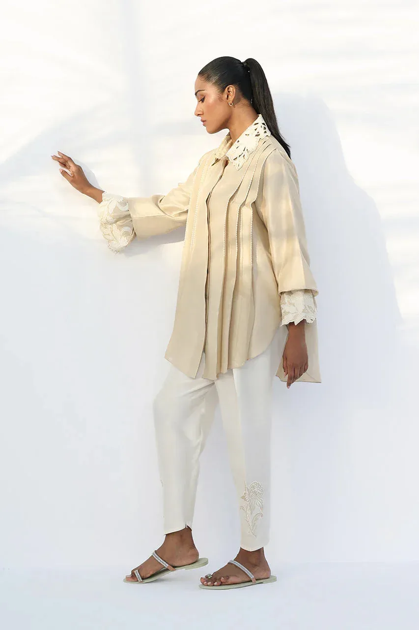 Sania Maskatiya The Winter Edit - Luxe Pret 25 Ivory Raw Silk – view 4 – Poshaq