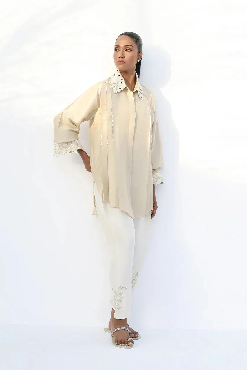Sania Maskatiya The Winter Edit - Luxe Pret 25 Ivory Raw Silk – view 5 – Poshaq