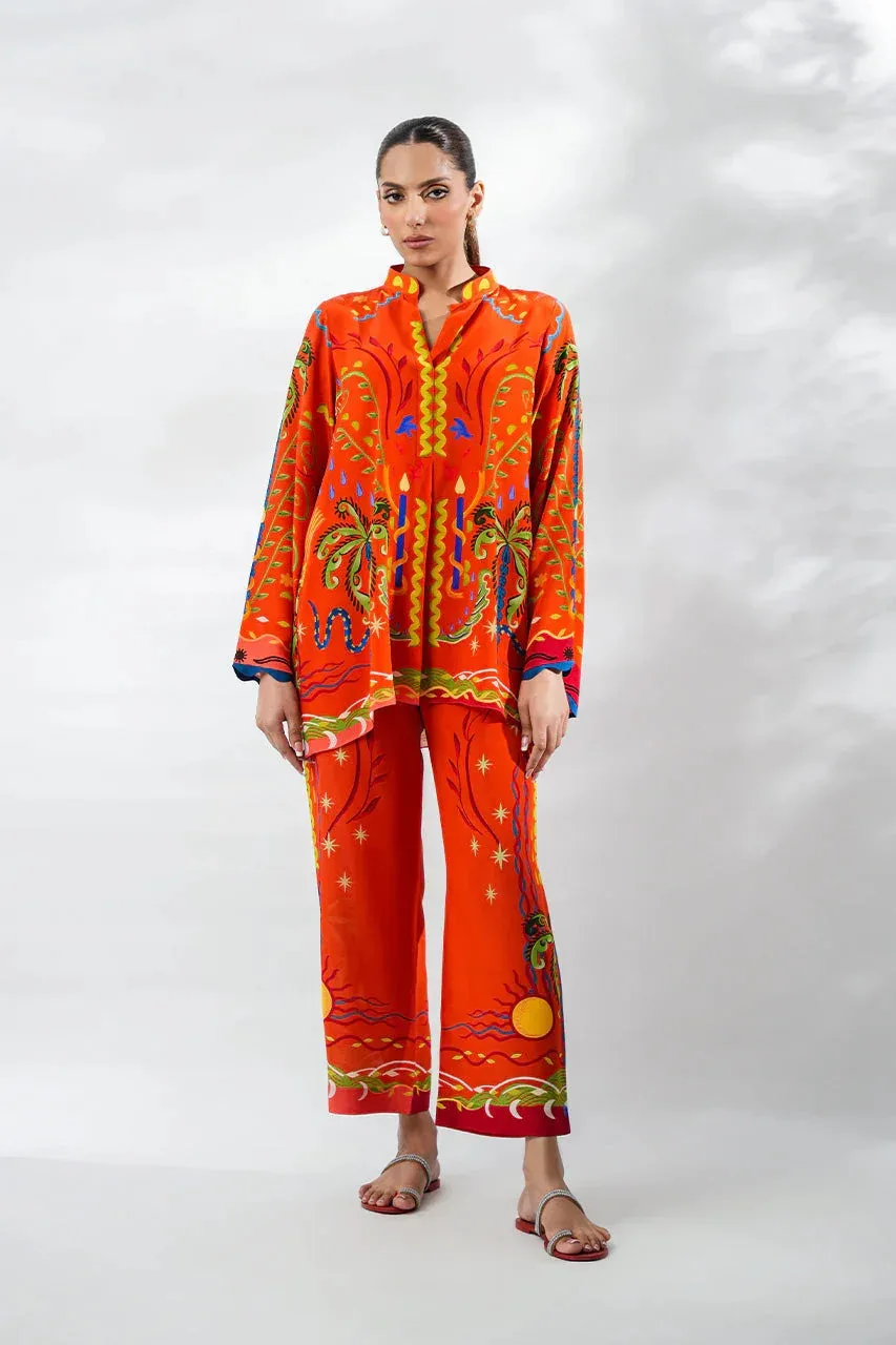 Sania Maskatiya The Winter Edit - Luxe Pret 25 Red Crepe – view 1 – Poshaq