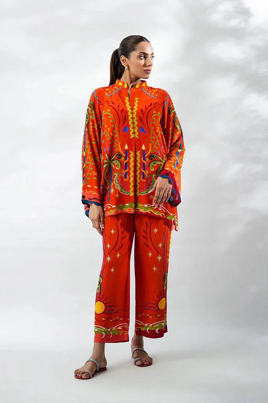 Sania Maskatiya The Winter Edit - Luxe Pret 25 Red Crepe – view 3 – Poshaq