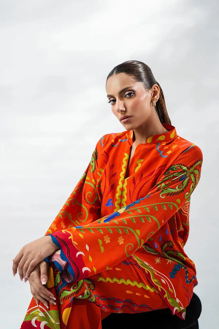 Sania Maskatiya The Winter Edit - Luxe Pret 25 Red Crepe – view 5 – Poshaq