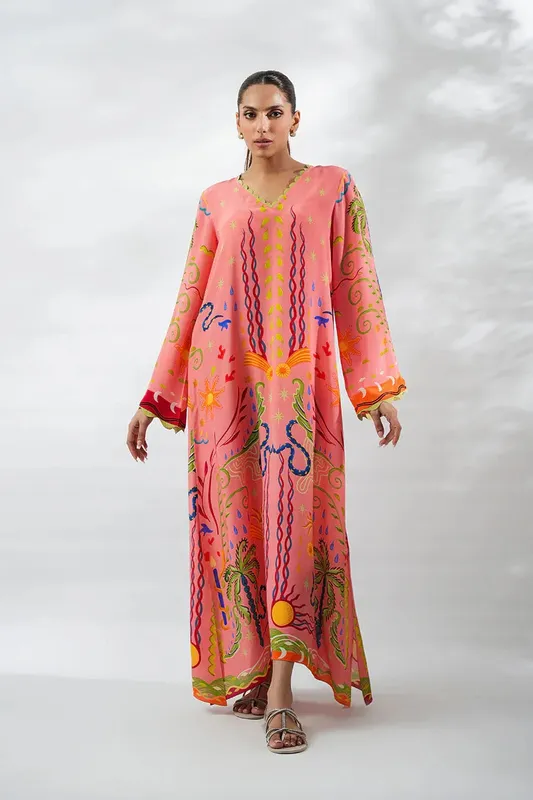 Sania Maskatiya The Winter Edit - Luxe Pret 25 Coral Crepe – view 1 – Poshaq