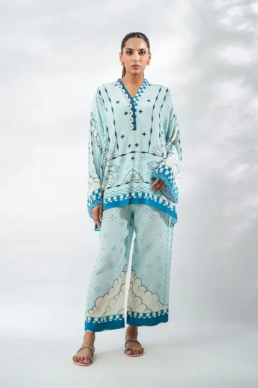 Sania Maskatiya The Winter Edit - Luxe Pret 25 Ice Blue Crepe – view 1 – Poshaq