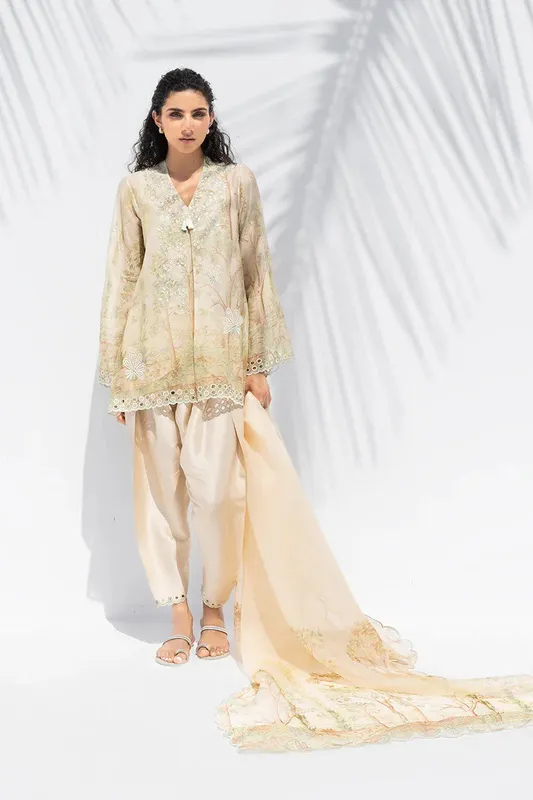 Sania Maskatiya The Winter Edit - Luxe Pret 25 Ivory Raw Silk – view 1 – Poshaq