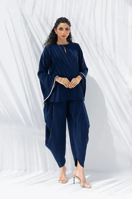 Sania Maskatiya The Winter Edit - Luxe Pret 25 Midnight Blue Crepe – view 1 – Poshaq