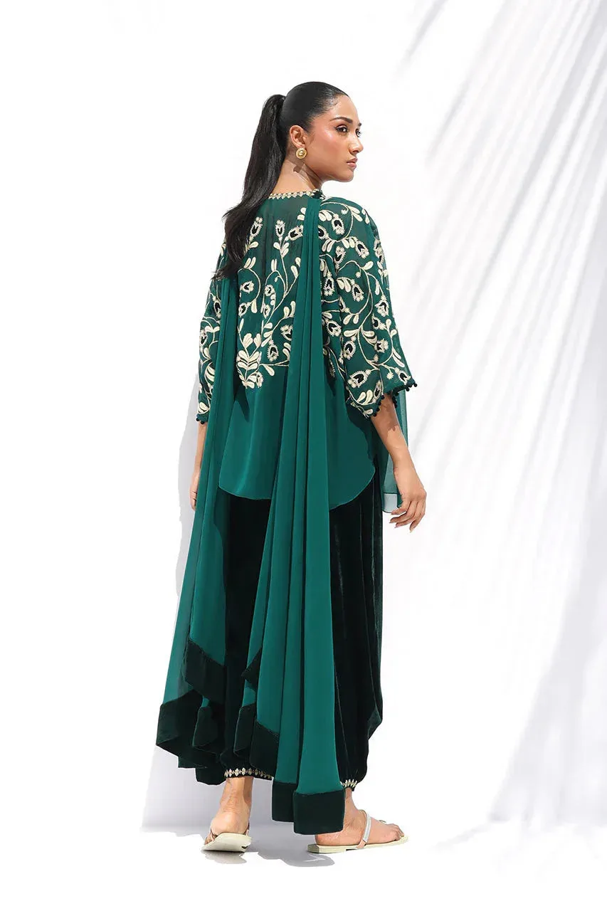 Sania Maskatiya The Winter Edit - Luxe Pret 25 Emerald Green Georgette – view 2 – Poshaq