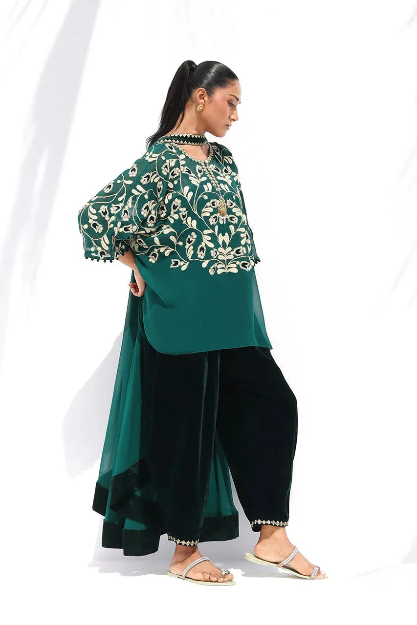 Sania Maskatiya The Winter Edit - Luxe Pret 25 Emerald Green Georgette – view 5 – Poshaq