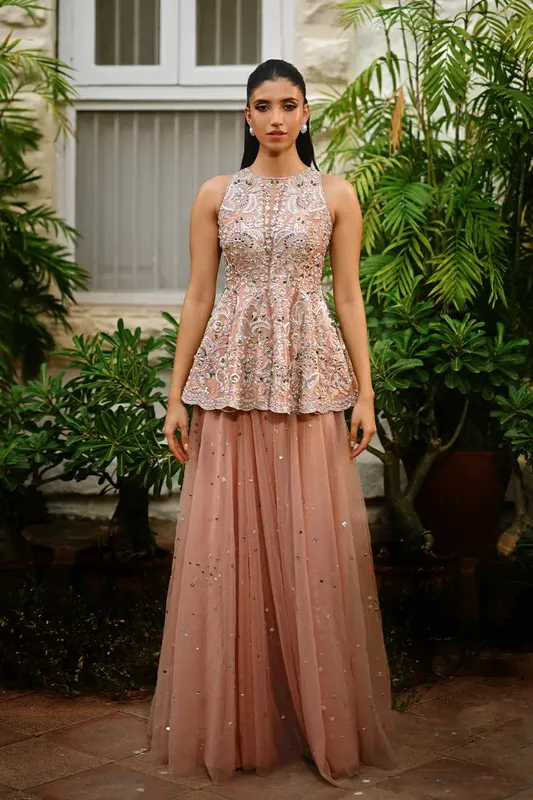 Sania Maskatiya Fall Festive Shimmer Rose gold Tissue – view 1 – Poshaq