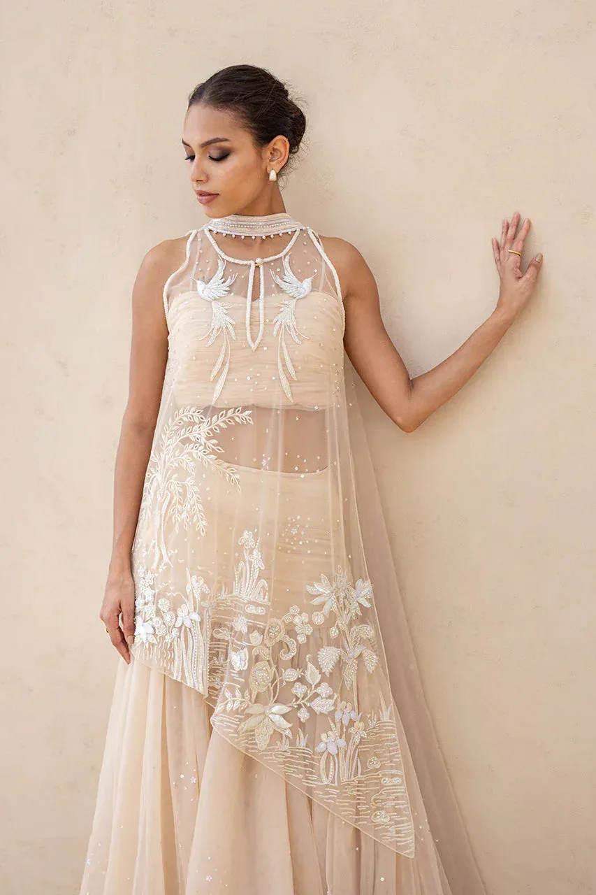 Sania Maskatiya Fall Festive Shimmer Pale Peach – view 3 – Poshaq