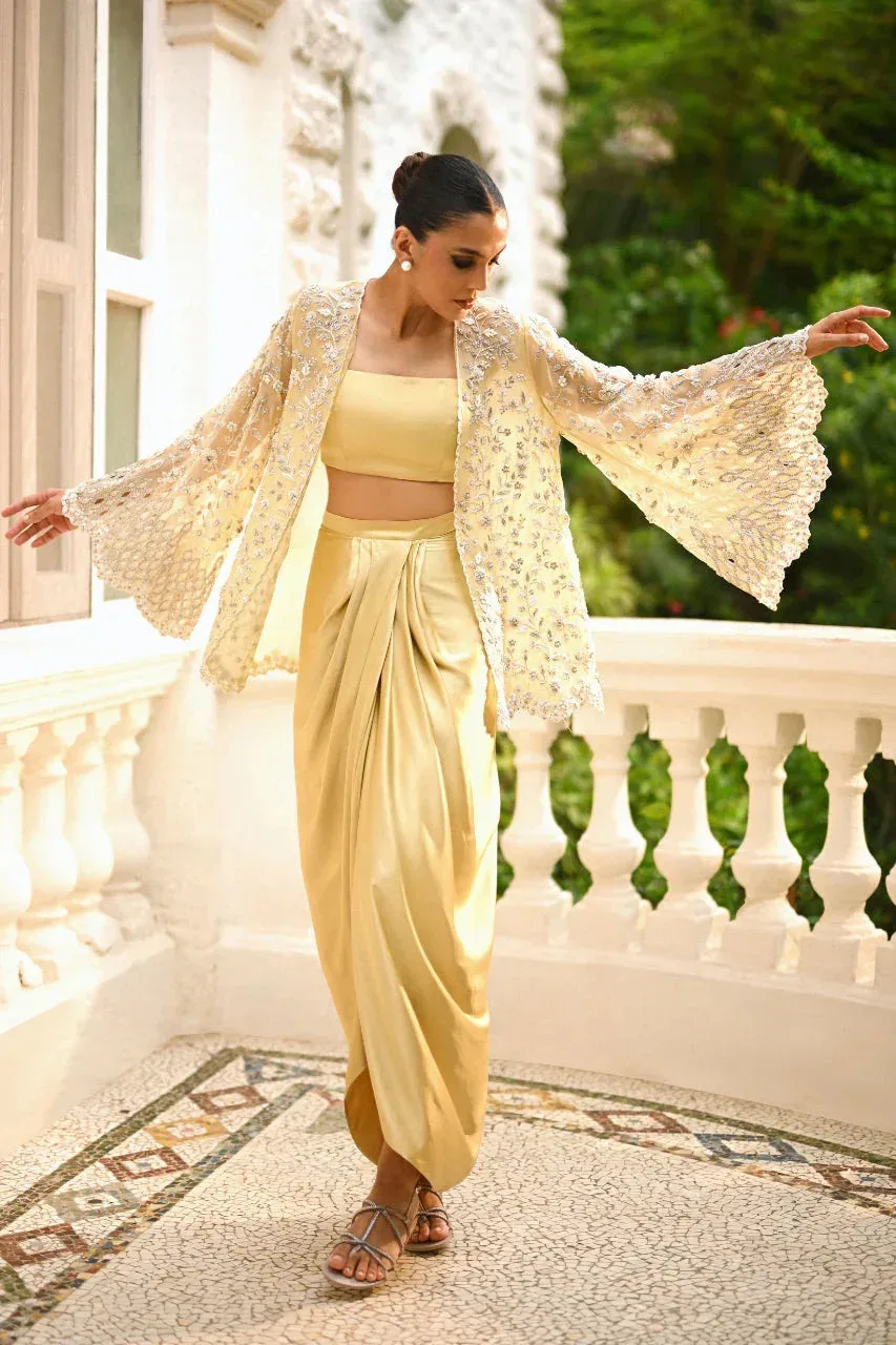 Sania Maskatiya Fall Festive Shimmer Yellow Organza – view 4 – Poshaq