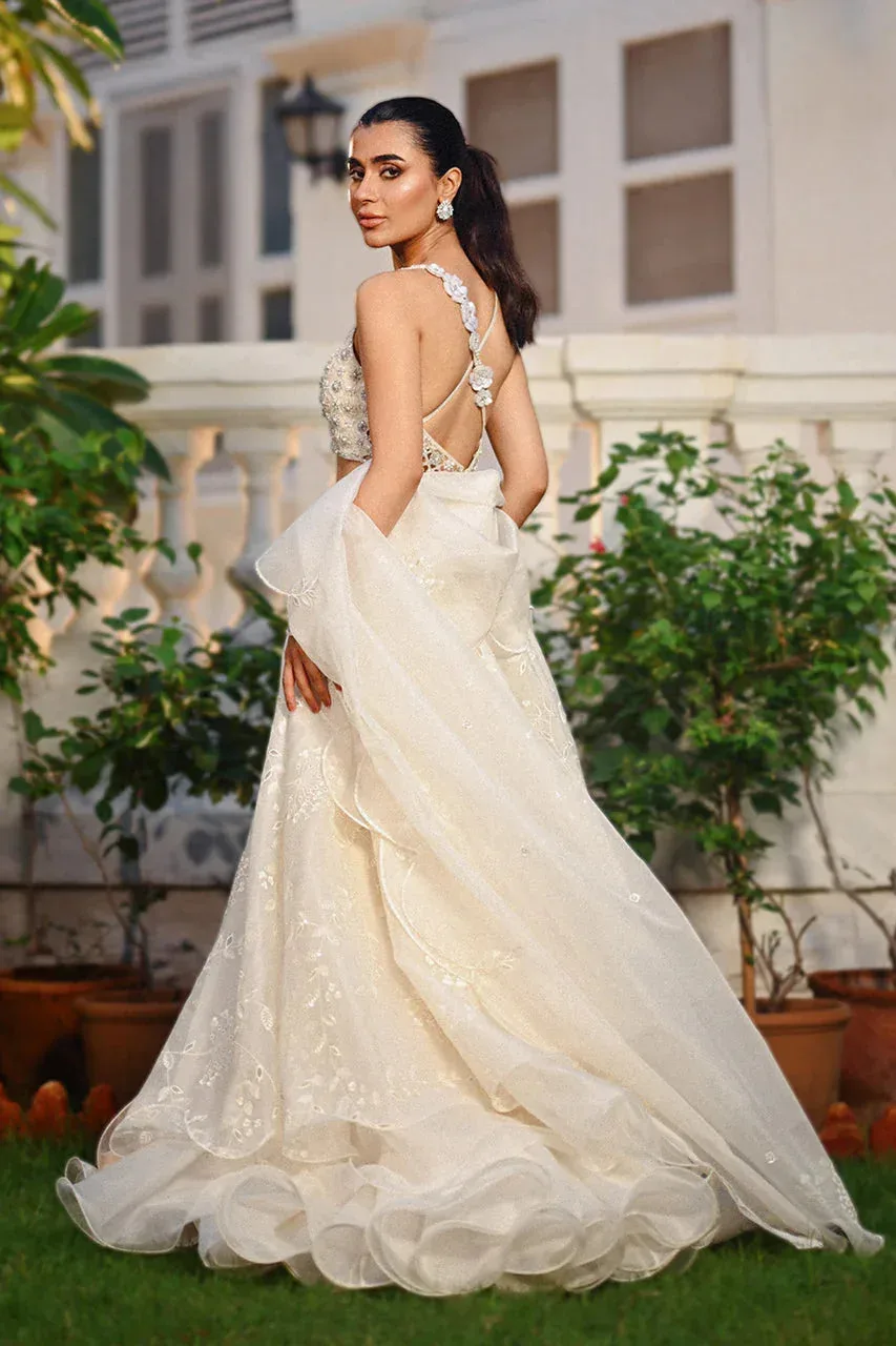 Sania Maskatiya Fall Festive Shimmer Ivory Organza – view 5 – Poshaq