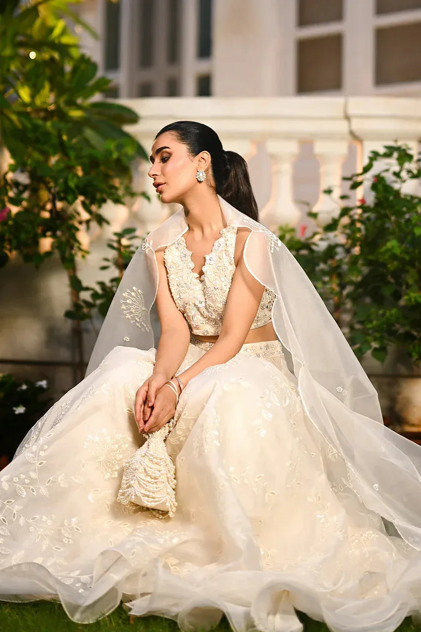 Sania Maskatiya Fall Festive Shimmer Ivory Organza – view 6 – Poshaq