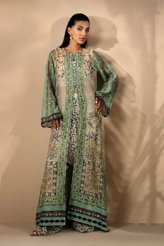 Sania Maskatiya Fall Festive Glimmer Ivory Gold Cotton – view 1 – Poshaq