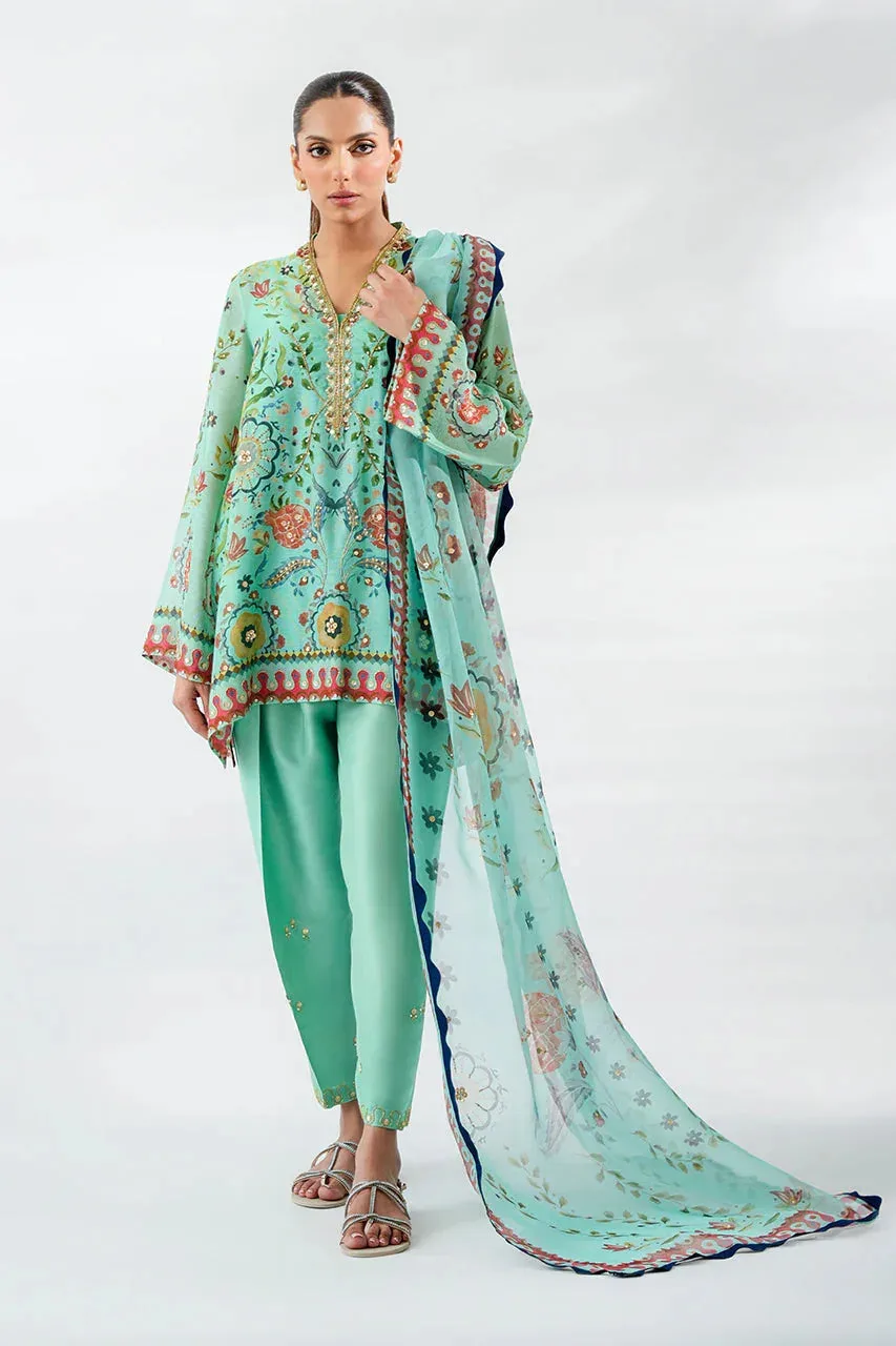 Sania Maskatiya Fall Festive Glimmer Pastel Blue Organza – view 1 – Poshaq