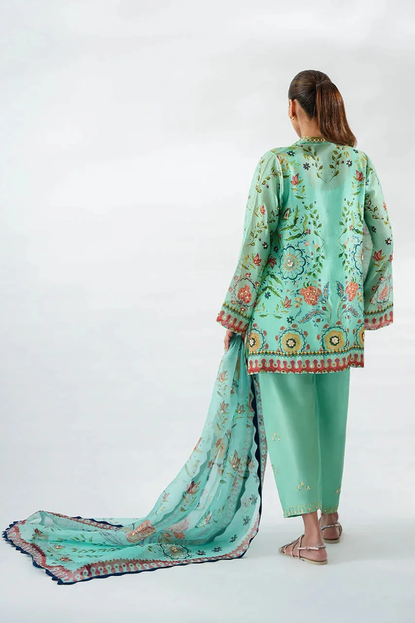 Sania Maskatiya Fall Festive Glimmer Pastel Blue Organza – view 2 – Poshaq