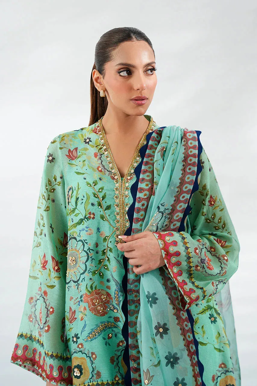 Sania Maskatiya Fall Festive Glimmer Pastel Blue Organza – view 3 – Poshaq