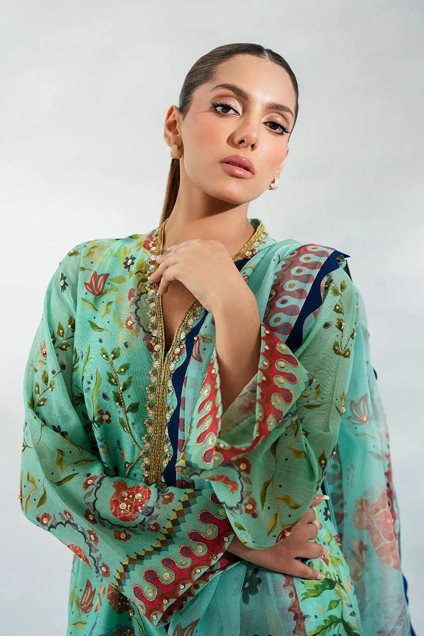 Sania Maskatiya Fall Festive Glimmer Pastel Blue Organza – view 4 – Poshaq
