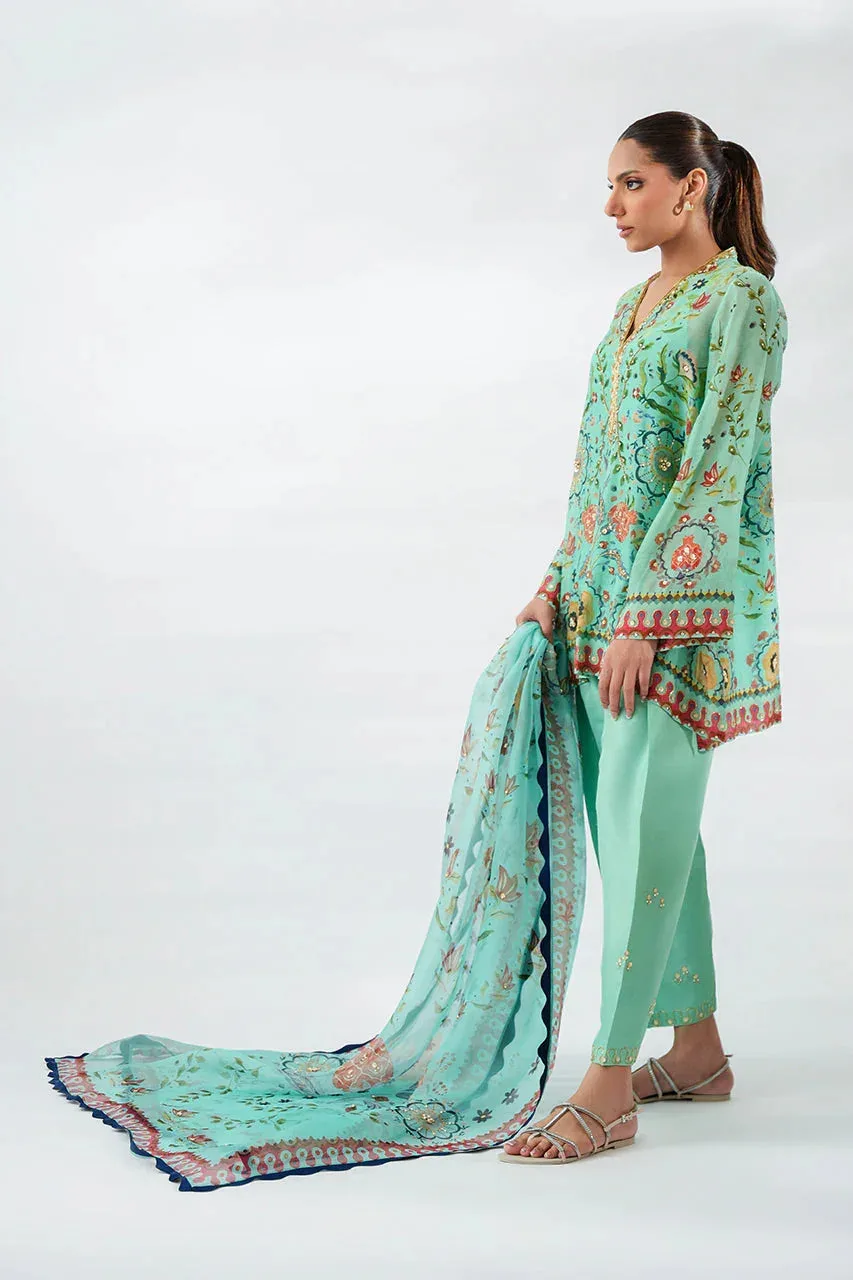 Sania Maskatiya Fall Festive Glimmer Pastel Blue Organza – view 5 – Poshaq