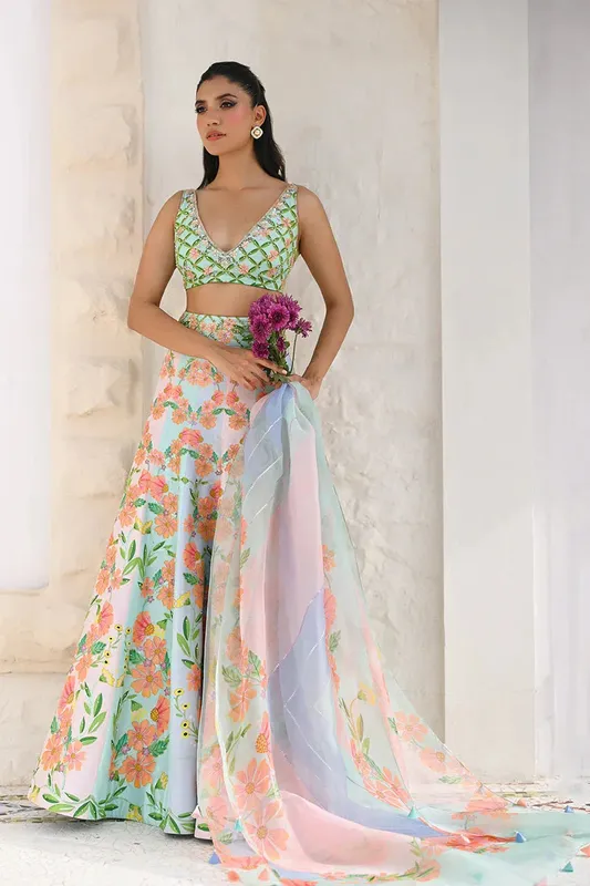Sania Maskatiya Fall Festive Glimmer Multi Raw Silk – view 1 – Poshaq