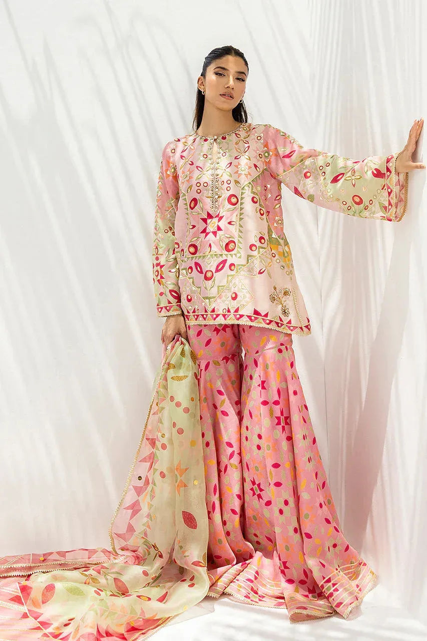 Sania Maskatiya Fall Festive Glimmer Pink Organza – view 1 – Poshaq