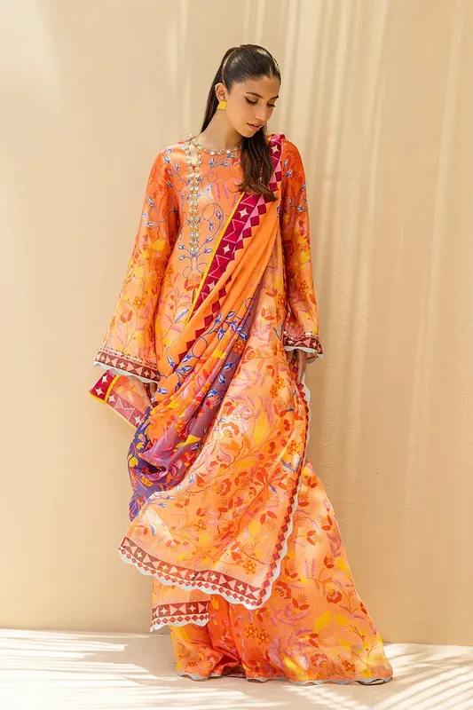 Sania Maskatiya Fall Festive Glimmer Orange Cotton – view 1 – Poshaq