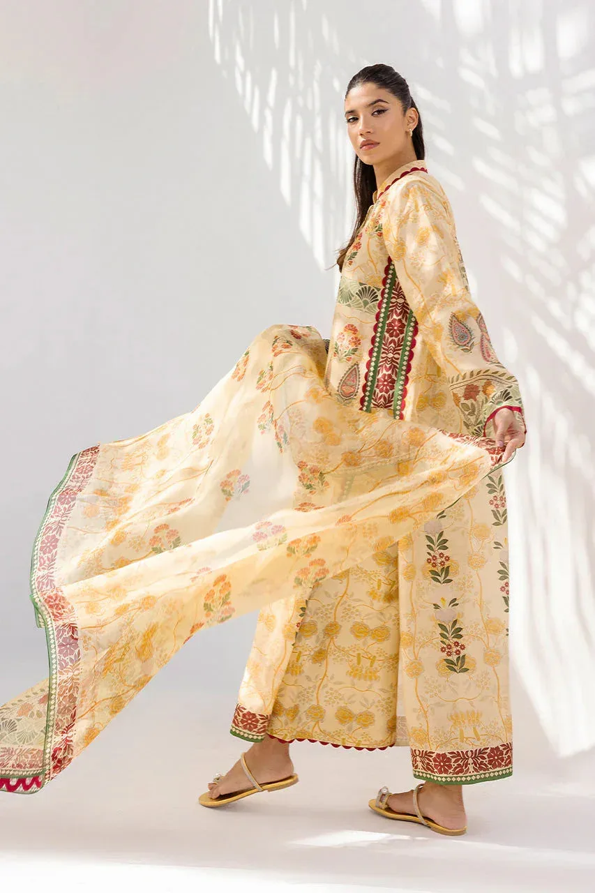 Sania Maskatiya Samara Luxe 25 Dust Yellow Organza – view 3 – Poshaq