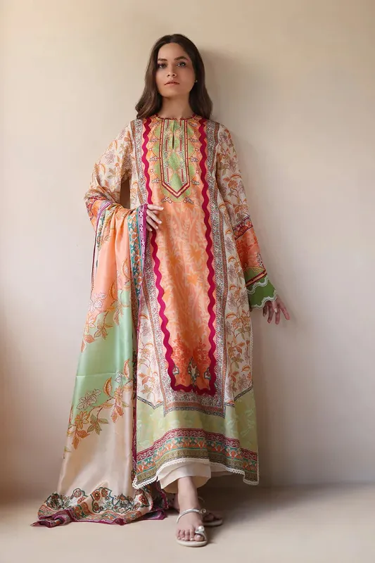Sania Maskatiya Samara Luxe 25 Apricot Orange Silk – view 1 – Poshaq